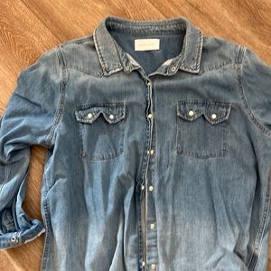 Dear John denim snap button long sleeve shirt